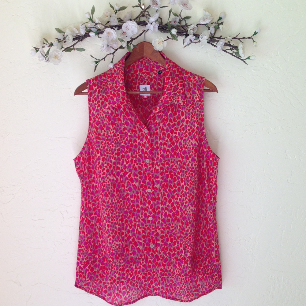 CAbi Sleeveless Collar Button Down Blouse